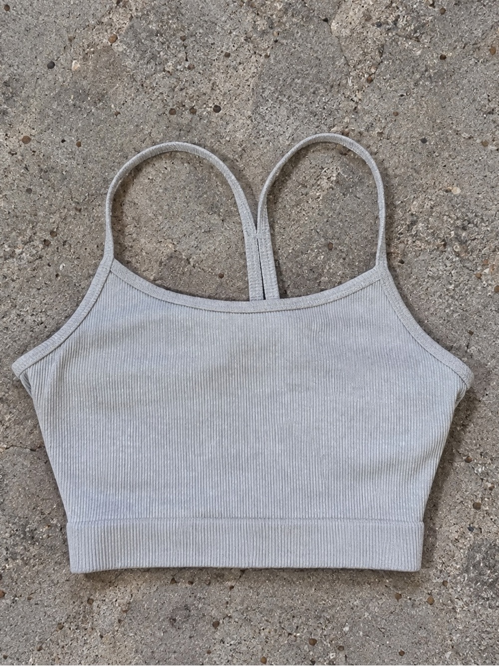 ALO Yoga Ribbed Light Gray Cropped Tank